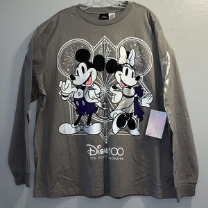 (L) Mickey and Minnie Mouse Disney100 Long Sleeve T-Shirt for Adults
